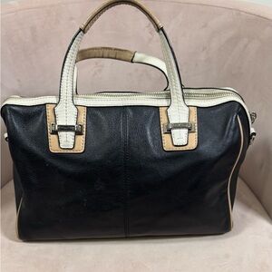 Coach Black Leather Satchel with Contrast Trim | Timeless Everyday Bag